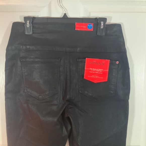 SPANX Alexia Black Wax Coated Slimming Denim Leggings Size XL - Picture 6 of 11